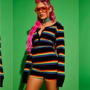 Dolls Kill Club EXX Strutting By Life Rainbow Onesie